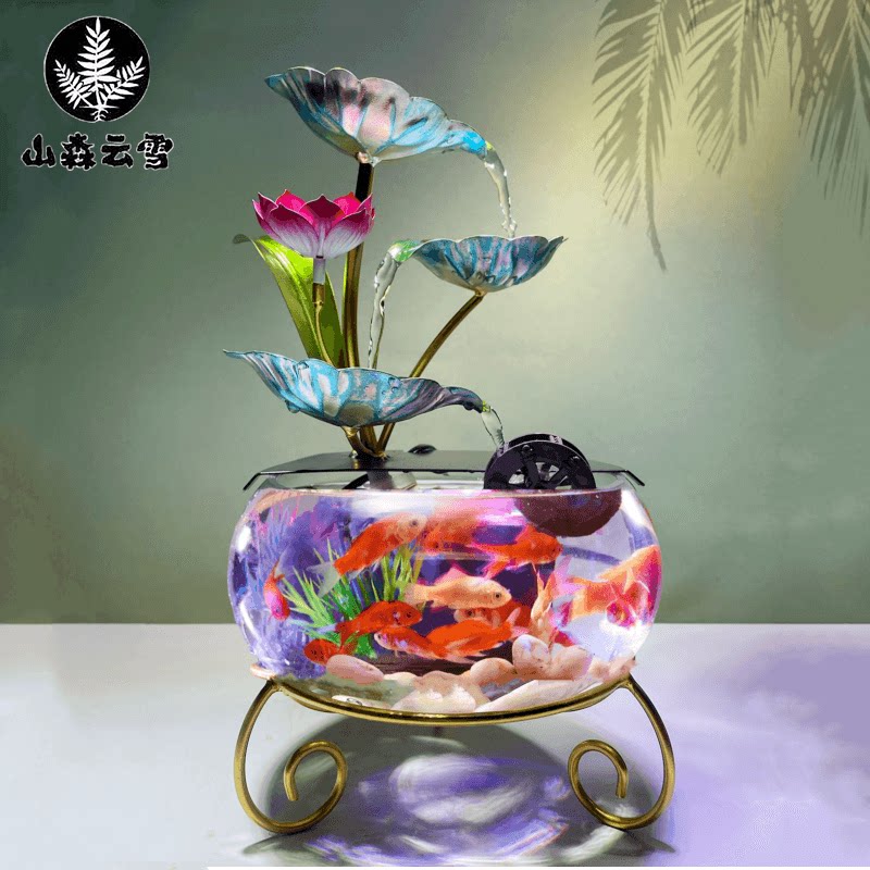 创意流水摆件玻璃鱼缸客