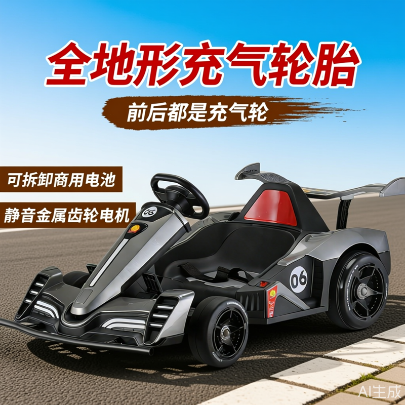 【前后充气轮】全地形充气轮胎卡丁车橡胶轮可伸缩电动可坐成人