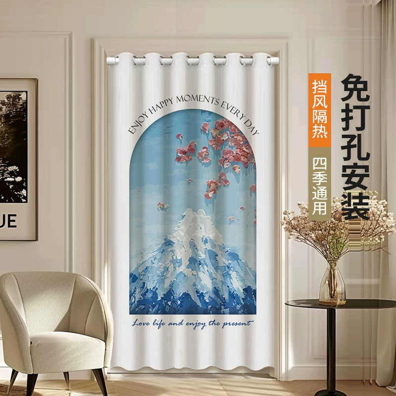 门帘隔断帘卧室免打孔遮挡帘厨房卫生间半帘房间家用空调挡风帘子