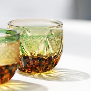 清酒杯江户切子手工雕刻水晶玻璃杯白酒杯烧酒杯家用酒具套装 日式