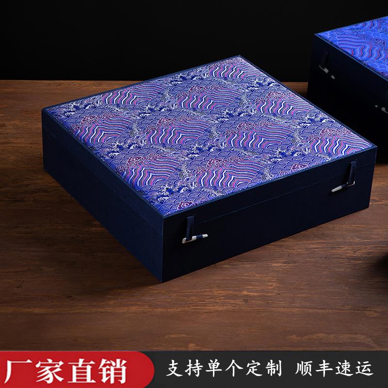 盘子锦盒装饰盘茶托壶承茶饼瓷盘复古中国风锦盒礼品盒包装盒定制