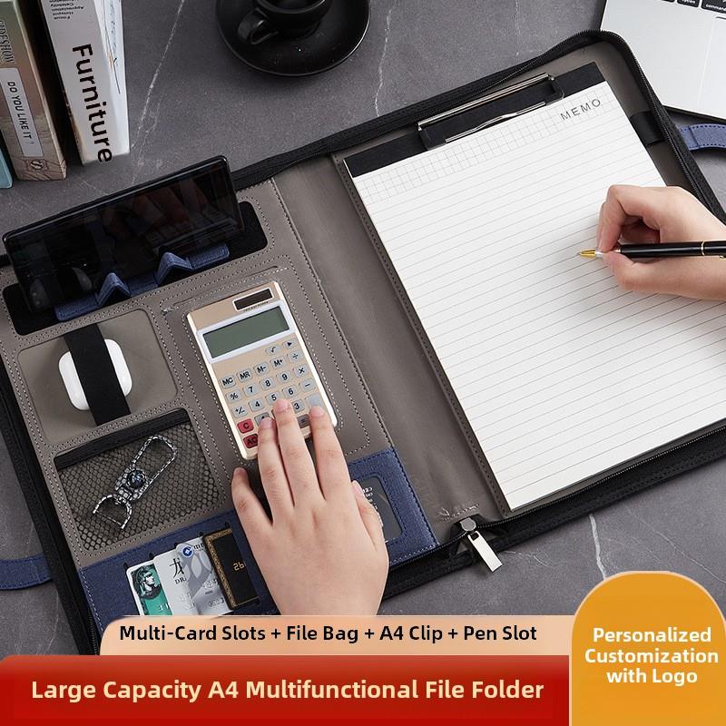 现货A4拉炼袋家庭顾问销售文件夹谈单文件夹皮革扣活页文件管理器