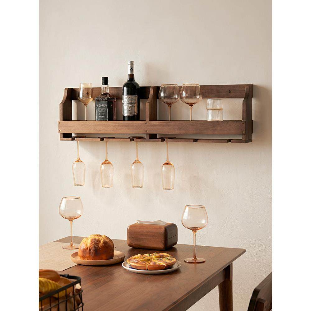 实木墙上酒架置物架壁挂式酒吧台商用威士忌红酒挂墙家用悬挂酒柜