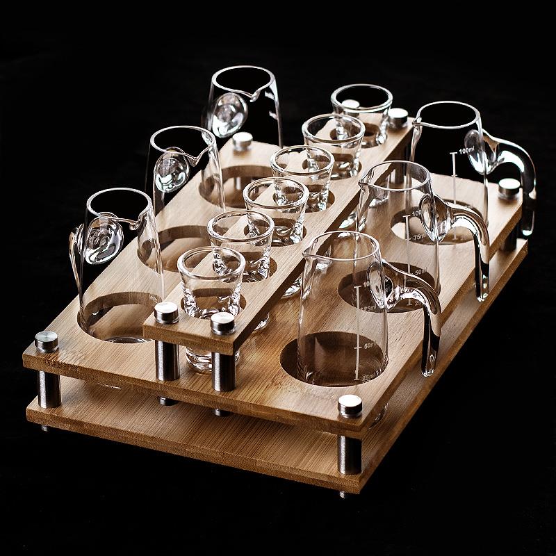 白酒杯分酒器水晶玻璃中式家用白酒酒具套装一口杯子弹杯小号酒盅