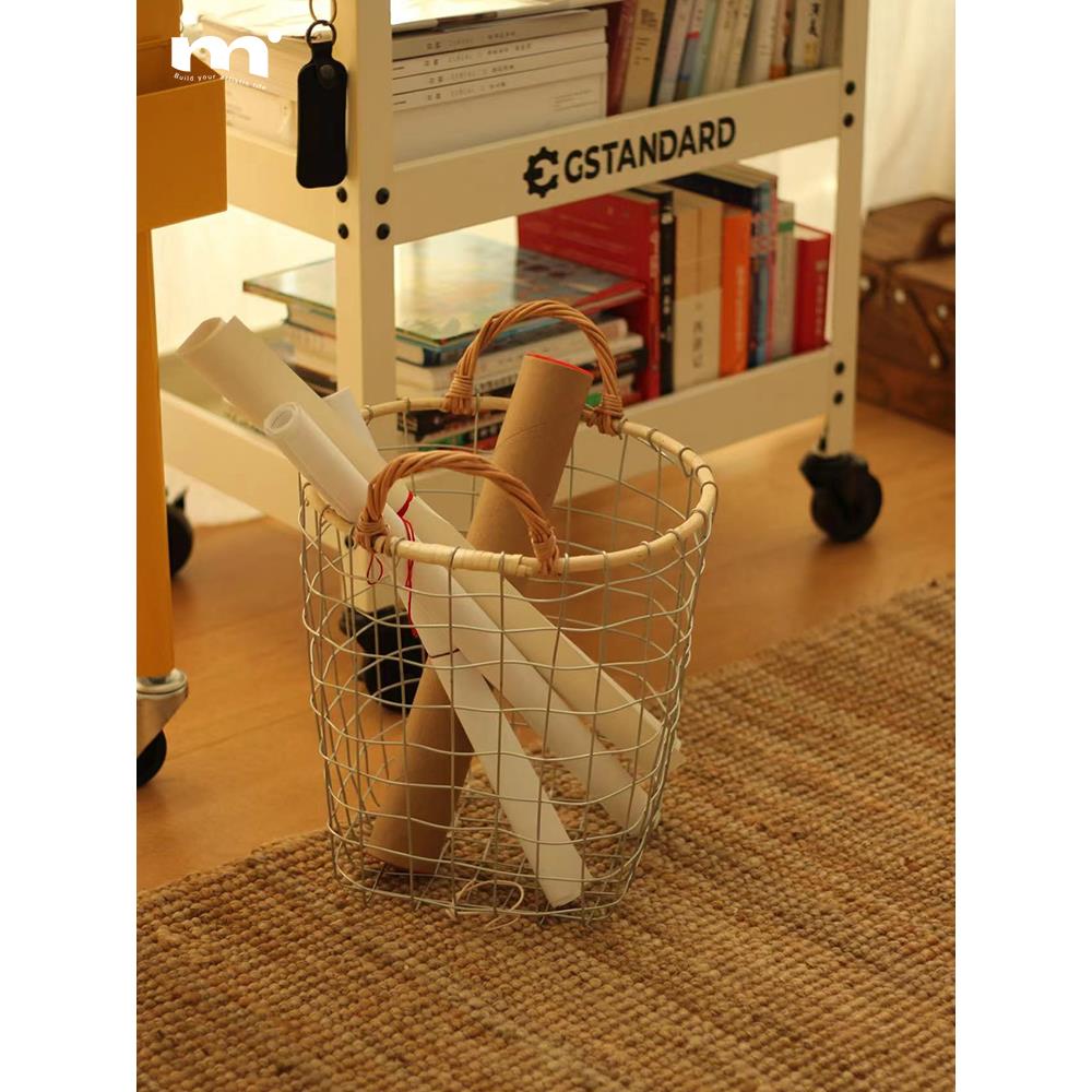 欧式覆古风圆形面包篮 铁艺铁丝编织收纳篮零食杂物菜篮子点心篮