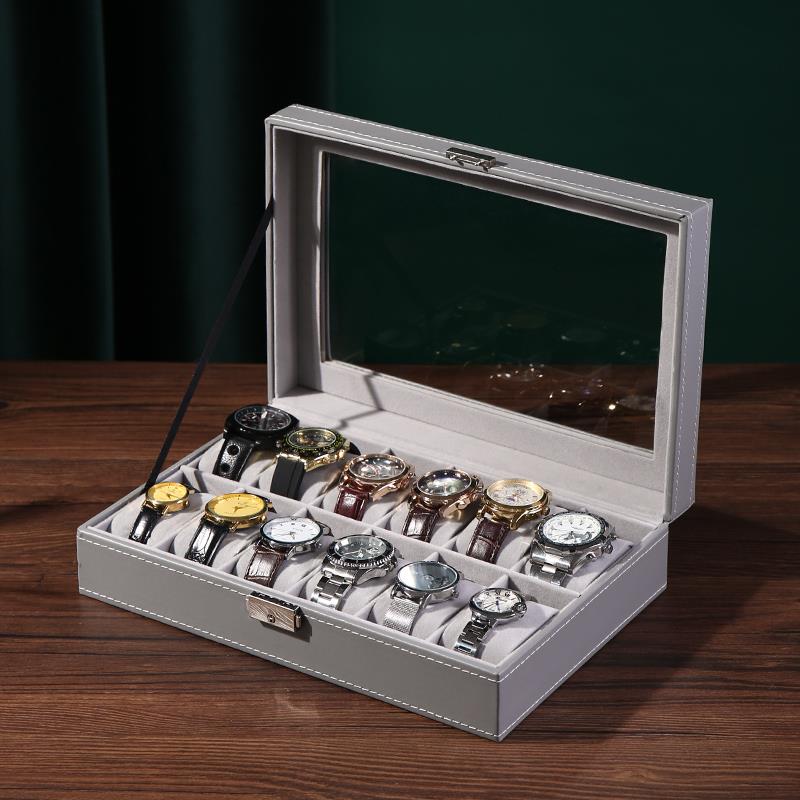 简约皮质带锁手表盒2024新款绒布首饰盒高档精致大容量展示收纳盒