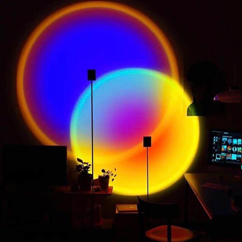 日不落投影落地灯 室内设计师彩虹落日氛围灯 可调高度装饰灯