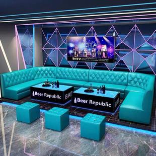 定制KTVU型沙发酒吧清吧夜总会家用包厢靠墙转角卡座发光茶几组合
