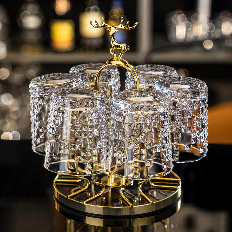 轻奢欧式水晶玻璃威士忌酒杯套装家用大号啤酒杯洋酒杯水杯果汁杯