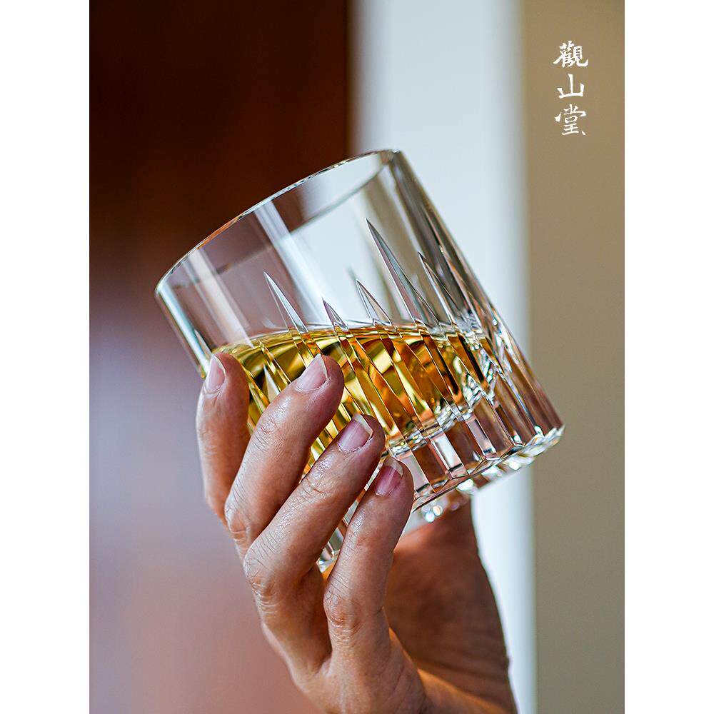 江户切子杯K9无铅水晶玻璃杯手工杯 结婚礼物 冰川轻奢威士忌酒杯
