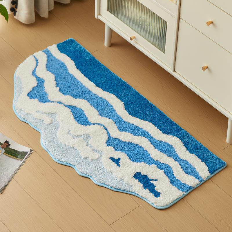 ins风异形植绒床边毯地毯 高级客厅卧室儿童房床前毯加厚毛绒地垫