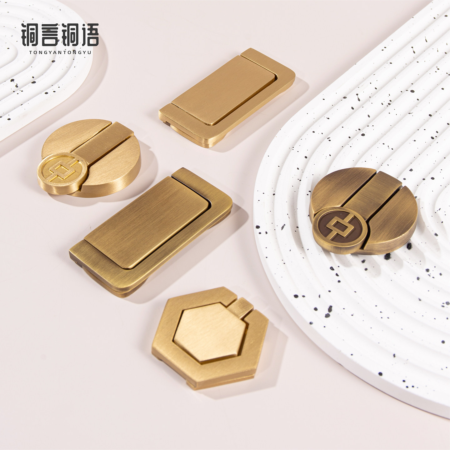 铜言铜语家具黄铜平板暗拉手
