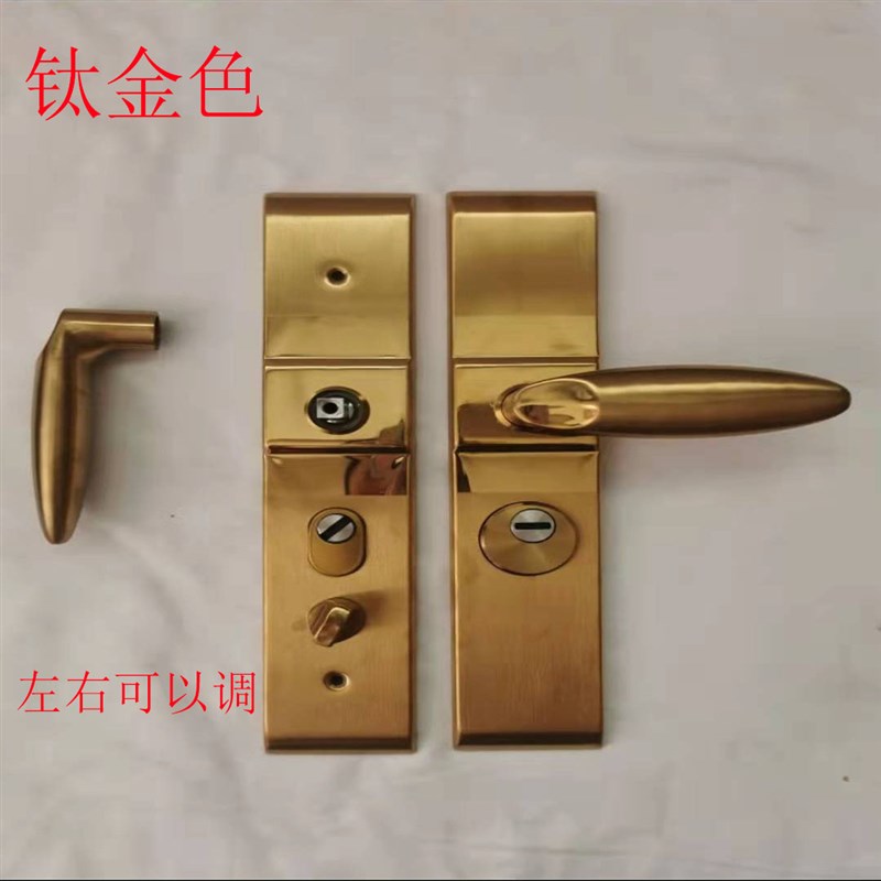 304不锈钢防盗门凸方面板大门锁大炳D执手锁235加厚通用型门把拉