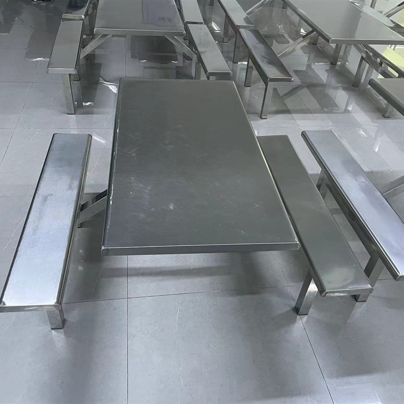 工地学校学生食堂不锈钢桌椅组合公司员工长方形餐桌U201和304