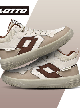 LOTTO乐途男复古皮面高帮板鞋2025冬季新款轻便厚底运动休闲鞋女