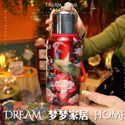 国风彩绘牡丹316轻奢保温杯爆款