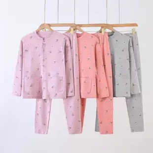 高腰深档中老年妈妈装 宽松大码 秋衣秋裤 秋冬保暖线衣女士纯棉开衫