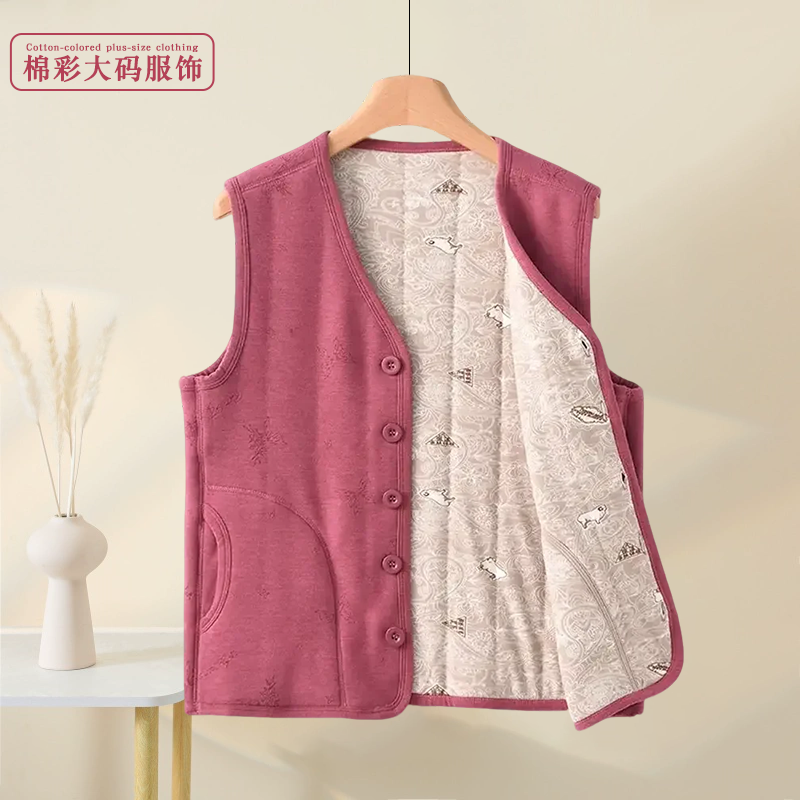 中老年羊毛保暖背心春秋马甲背心