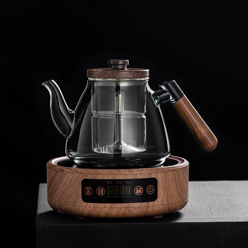 大容量玻璃耐高温蒸煮一体茶壶胡桃木煮茶器电陶炉专用养生壶茶炉