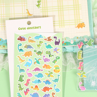 侏罗纪恐龙贴纸卡通涂鸦Q版咕卡学生儿童玩具奖励贴行李箱笔记本手机壳水杯diy装饰防水小图案