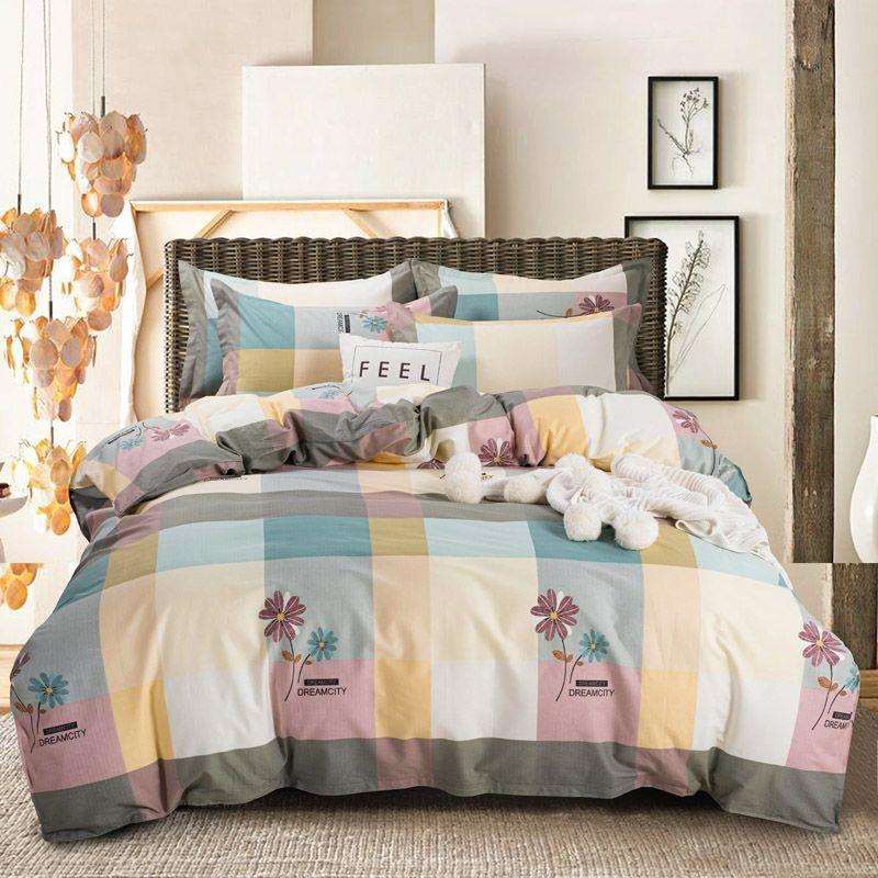 全棉四件套百分百纯棉斜纹双人被套1.2m1.5m1.8m2米床上用品