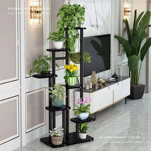 花架置物架阳台客厅绿萝架室内多层落地式 花盆架移动带轮烤漆钢架