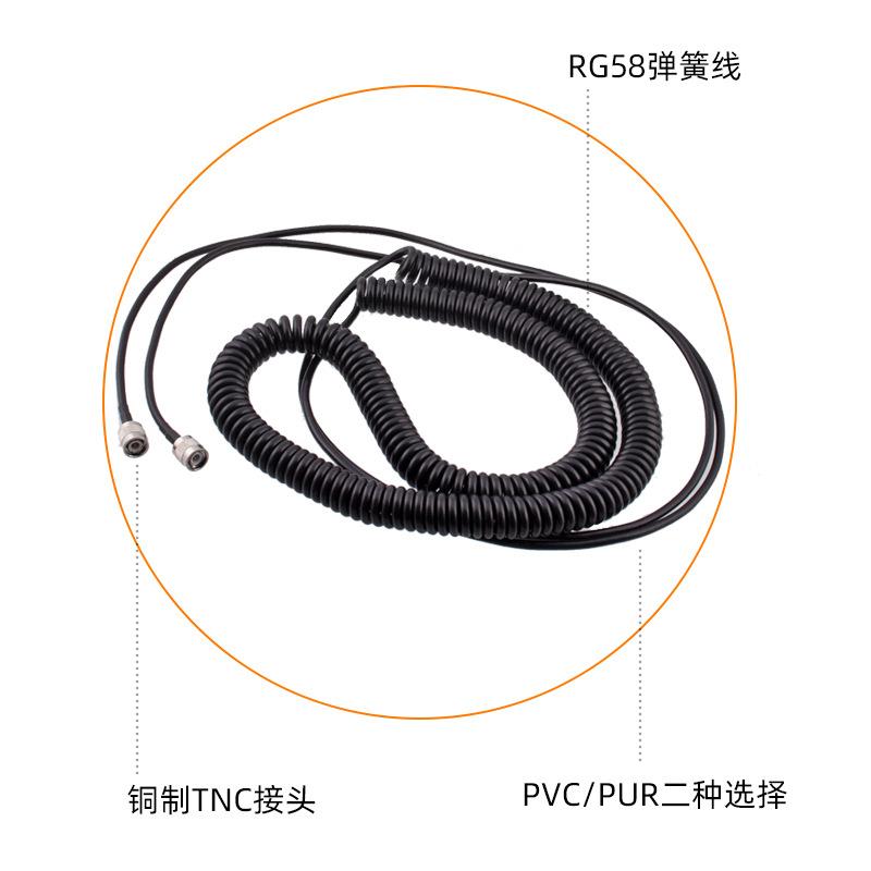 射频同轴弹簧线弹工线RG58TNC公头弹簧馈线挖掘机弹簧线