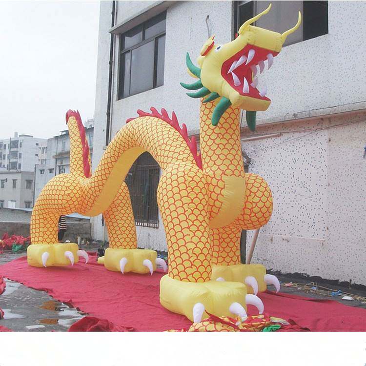 新款财神龙欢迎门幼儿园活动学校汉堡卡通充气拱门开业庆典拱门