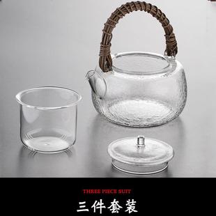 壶耐热玻TB01璃煮茶陶炉烧水电壶茶天然藤编玻璃提梁壶家用过滤泡