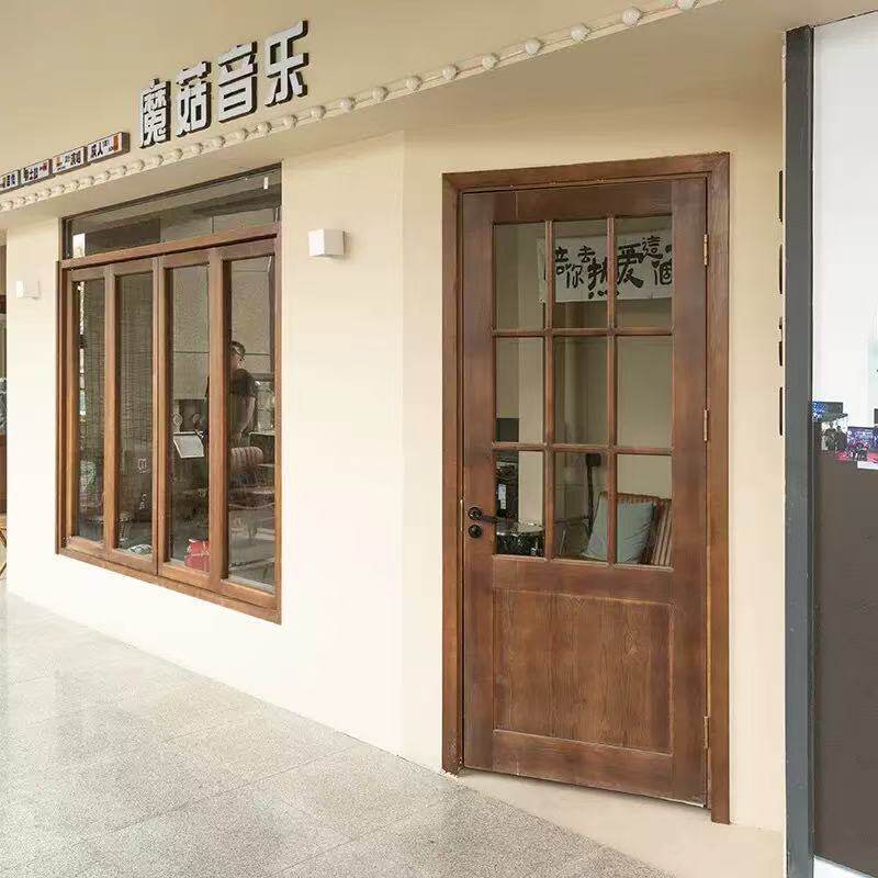 老榆木复古民宿酒店套装平开门现代实木平开门推拉套间门榆木门窗