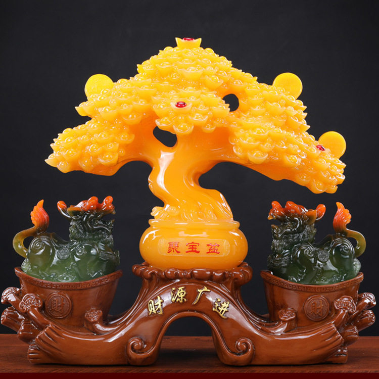财源广进招财貔貅摆件一对聚宝盆发财树新店开业送礼店铺前台摆设