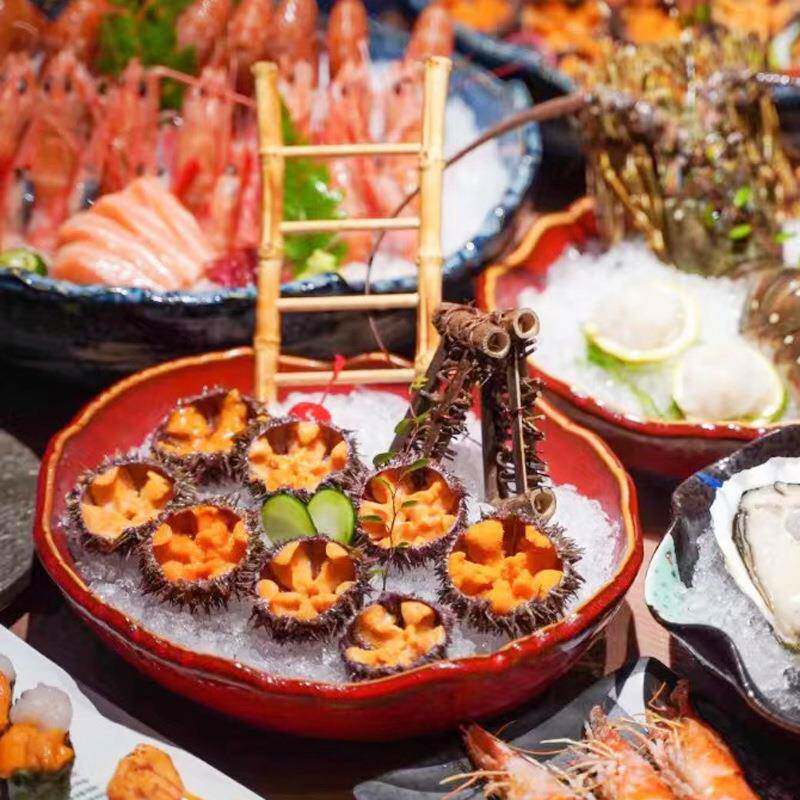日式料餐具复古SEV身陶瓷刺盘海鲜拼盘三文冰鱼盘创意造型理大碗