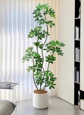 仿真绿植高端轻奢仿生鸭脚木室内客厅沙发边大型盆栽落地假植物