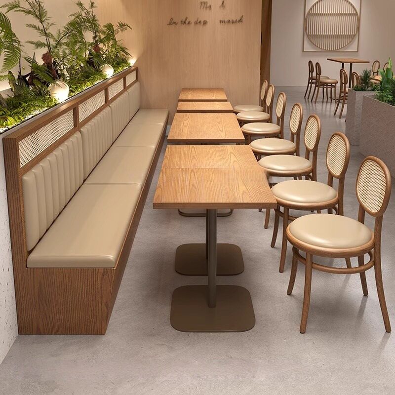 东南亚主题餐厅卡座沙发茶楼餐饮饭店编藤卡座西餐厅靠墙卡座商用