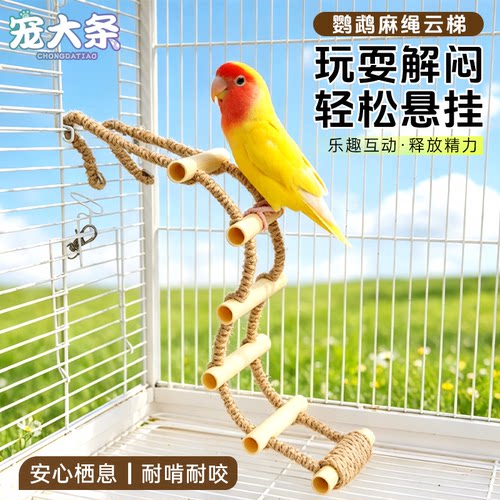 宠大条麻绳鹦鹉云梯站杆解闷