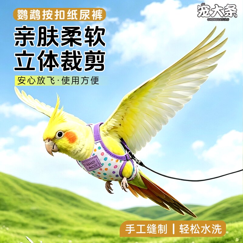 宠大条鹦鹉按扣弹力放飞绳