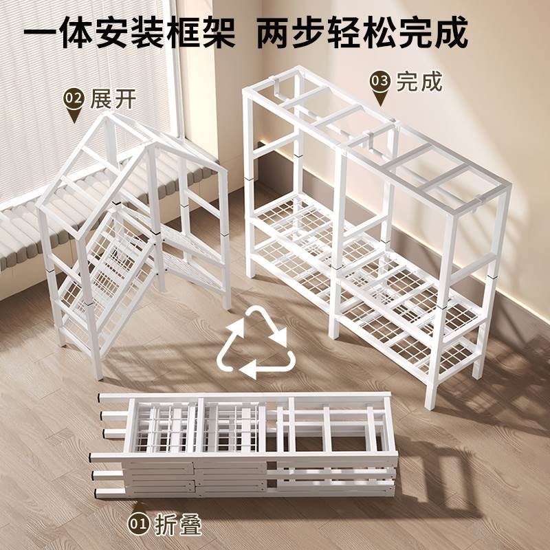 简易布衣柜卧室家用衣柜免安装加粗加厚全钢架折叠衣橱出租房用