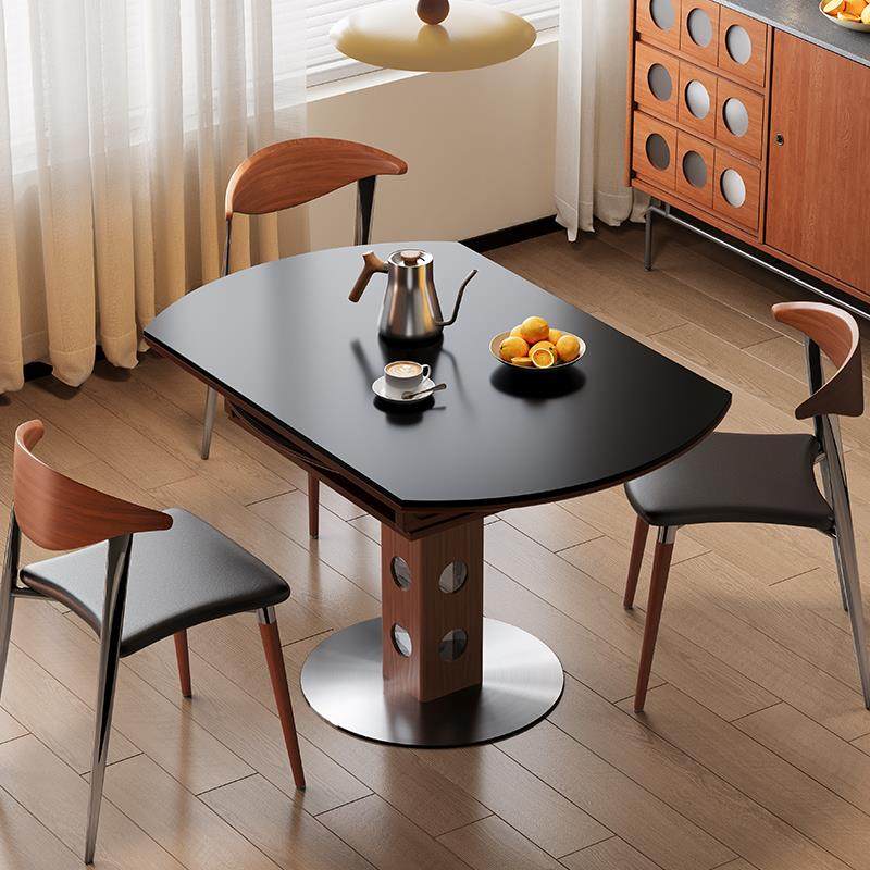 法式复古伸缩方圆两用岩板餐桌家用小户型折叠方变圆形餐桌椅组合,住宅家具,岩板餐桌,淘宝优惠券,粉丝福利购,淘宝优惠卷