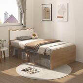 无床头高箱收纳床小户型1.2米儿童床带围栏榻榻米男孩女孩软靠床