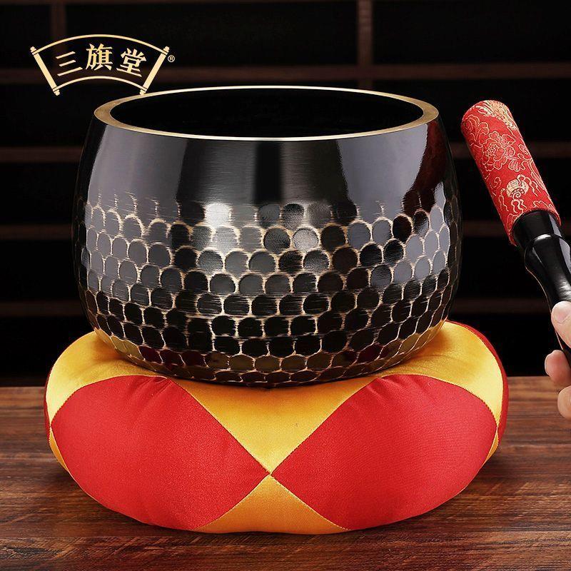 三旗堂台湾铜磬铜钵佛音碗修行钵法器黑色黄铜庆木鱼引磬冥想瑜伽