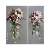 new新中式 森系摄影工作室户外婚纱照拍摄道具婚礼手捧花瀑布花hot