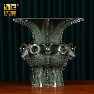 铜四羊方尊摆件青铜鼎彷古青铜器中式办公室客厅开 业乔迁礼品