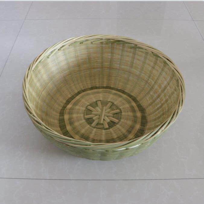 纯手工编织豆腐竹筐蓝竹篓果篮 淘米箩手提篮洗菜筐竹篮装饰灯罩