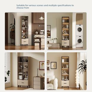 侧面抽拉边柜玻璃展示柜定制尺寸一体防尘书柜实木客厅立柜置物柜