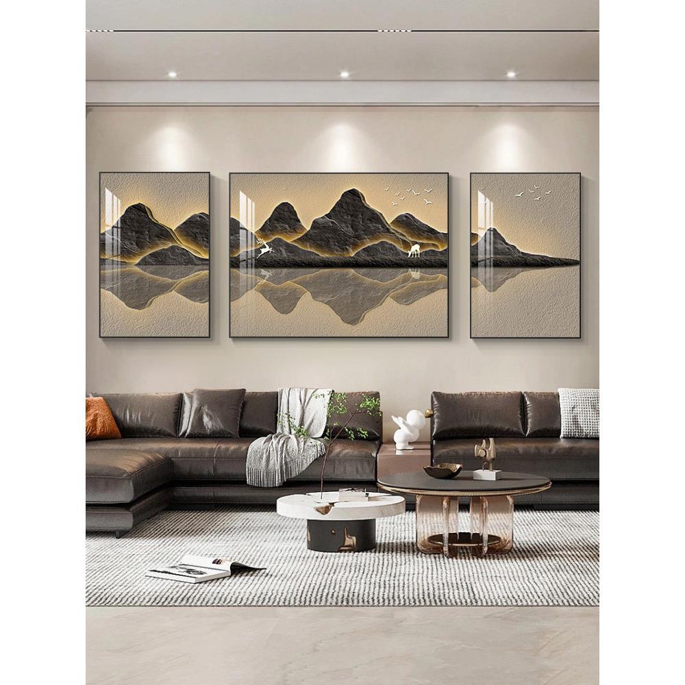 新款山水客厅装饰画千里江山图沙发背景墙挂画现代简约寓意好壁画