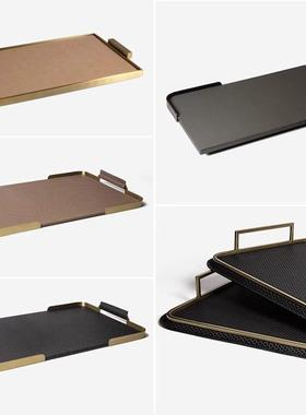 现代轻奢厨房餐桌客厅茶几金属托盘果盘收纳摆件样板房间软装饰品