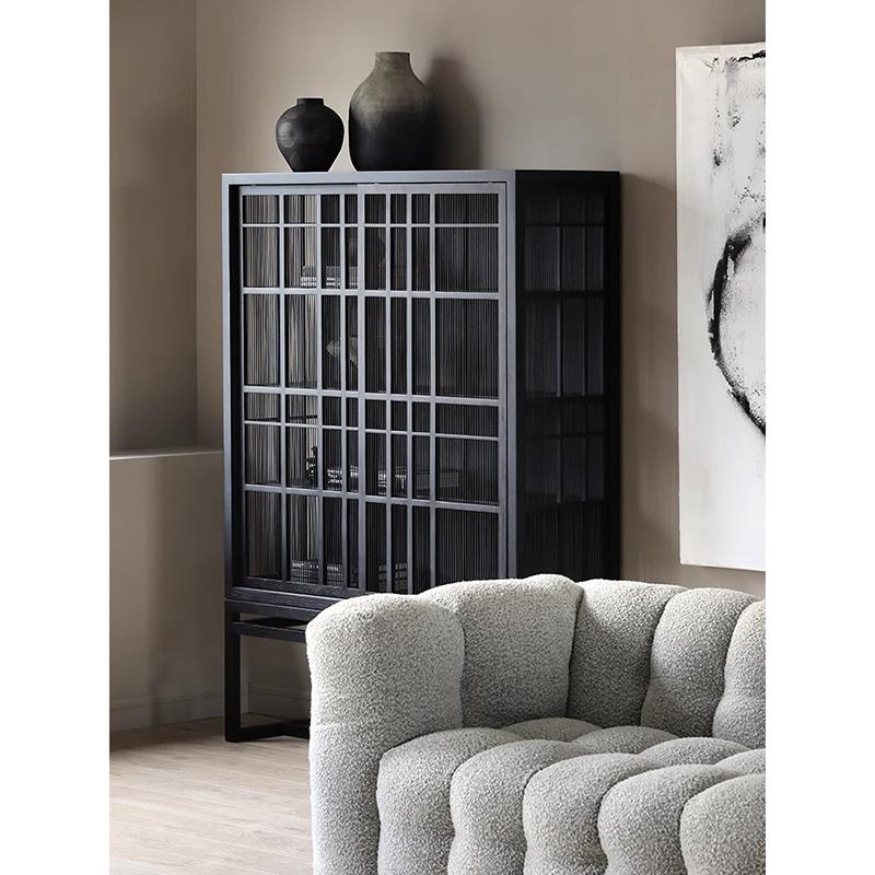 北欧实木玄关柜创意餐边柜复古轻奢法式客厅书柜侘寂风展示柜定制