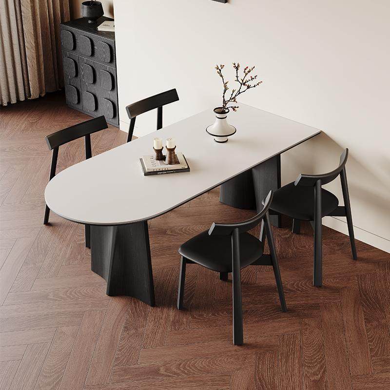 半圆实木餐桌法式复古风黑色小户型全托靠墙岛台哑光纯白岩板餐桌,住宅家具,岩板餐桌,淘宝优惠券,粉丝福利购,淘宝优惠卷