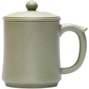 宜兴紫砂杯名家纯手工豆青砂茶杯家用泡茶杯精品盖杯单杯如意480c