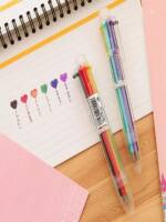 Multi-color ballpoint pen press type, color press six-color pen, cartoon creative oil pen, cute girls, multi-functional press type thumbnail 5